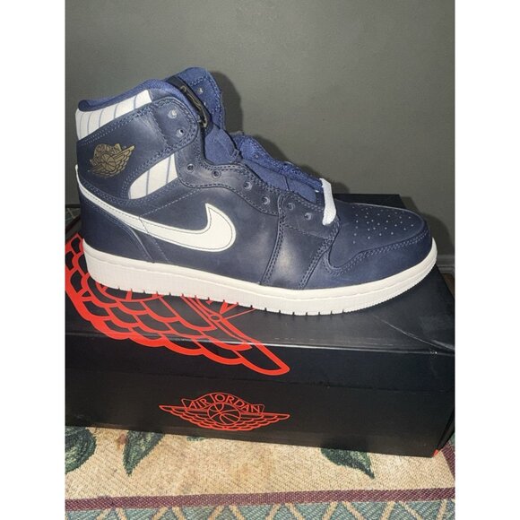 NIKE AIR JORDAN 1 RETRO HIGH JETER RE2PECT Navy Shoes 8.5 715854 402 Yankees - Picture 7 of 16